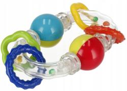 Bam Bam Baby chrastítko průhledné s kroužky a kuličkami pro miminko plast