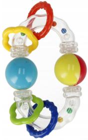 Bam Bam Baby chrastítko průhledné s kroužky a kuličkami pro miminko plast
