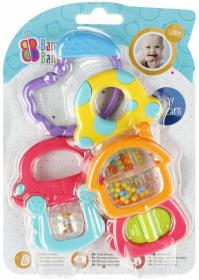 Bam Bam Baby chrastítko veselé set 3ks klipem pro miminko plast na kartě
