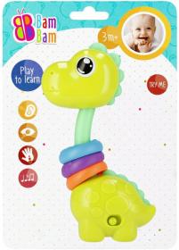 Bam Bam Baby dinosaurus hudební na baterie pro miminko 2 barvy Světlo Zvuk
