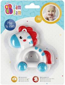 Bam Bam Baby Zebra na kolečkách 10cm chrastítko a kousátko pro miminko