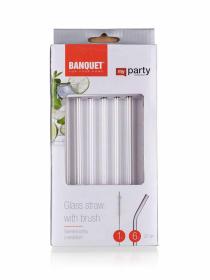 Banquet Brčka 8x200mm zahnutá, skleněná (6ks) + 1 kartáček