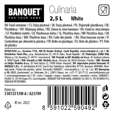 Banquet Dóza na sypké potr.2,5l PH otváracie viečko BIEL