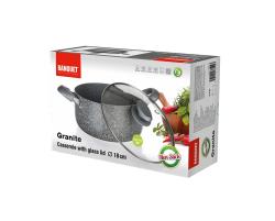 Banquet Hrnec 18x8,5cm nepřiln.povrch GRANITE se skl.poklicí