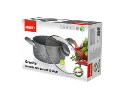 Banquet Hrnec 20x9,5cm nepřiln.povrch GRANITE se skl.poklicí