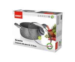 Banquet Hrnec 24x11cm nepřiln.povrch GRANITE se skl.poklicí