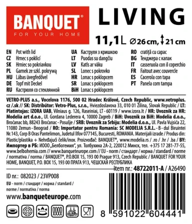 Banquet Hrnec 26cm se skl.poklicí 11,1l nerez LIVING