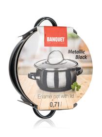 BANQUET Hrnec + skl.poklice pr.14cm 0,71l METALLIC Black