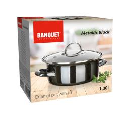 BANQUET Hrnec + skl.poklice pr.18cm 1,31l METALLIC Black