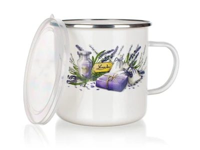 BANQUET Hrnek smalt. pr.11cm 0,7l LAVENDER + PH víko