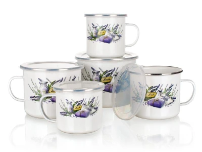 BANQUET Hrnek smalt. pr.11cm 0,7l LAVENDER + PH víko