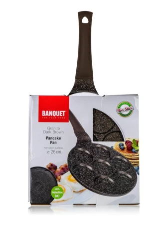 BANQUET Lívanečník GRANITE BROWN Smile 26cm, 7 lívanců, nepřilnavý povrch