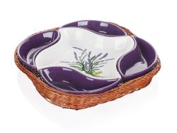 BANQUET Miska sada 5díl.28x28cm LAVENDER, v košíku, keramika/proutí BANQUET Miska sada 5díl.28x28cm LAVENDER, v košíku, keramika/proutí