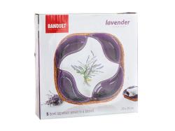 BANQUET Miska sada 5díl.28x28cm LAVENDER, v košíku, keramika/proutí