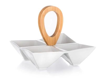 BANQUET Miska dělená 21x21x17cm porcelán/bambus BRILLANTE