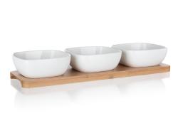Banquet Miska sada 4díl.(3xmiska,1xtác) 33x9,7x4,7cm porcelán/bambus BRILLANTE Banquet Miska sada 4díl.(3xmiska,1xtác) 33x9,7x4,7cm porcelán/bambus BRILLANTE