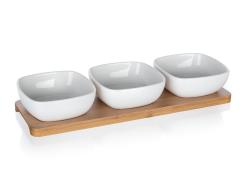 Banquet Miska sada 4díl.(3xmiska,1xtác) 33x9,7x4,7cm porcelán/bambus BRILLANTE