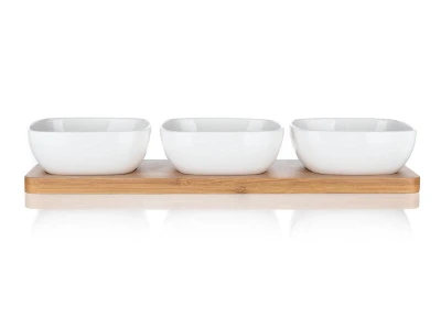 Banquet Miska sada 4díl.(3xmiska,1xtác) 33x9,7x4,7cm porcelán/bambus BRILLANTE
