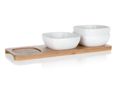 Banquet Miska sada 4díl.(3xmiska,1xtác) 33x9,7x4,7cm porcelán/bambus BRILLANTE