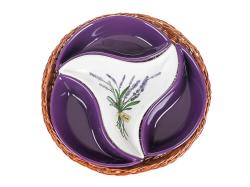 BANQUET Miska sada 4díl. pr.23cm LAVENDER, v košíku, keramika/proutí