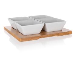 Banquet Miska sada 5díl.(4xmiska,1xtác) 20x20cm porcelán/bambus BRILLANTE Banquet Miska sada 5díl.(4xmiska,1xtác) 20x20cm porcelán/bambus BRILLANTE