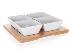 Banquet Miska sada 5díl.(4xmiska,1xtác) 20x20cm porcelán/bambus BRILLANTE