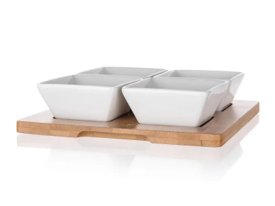 Banquet Miska sada 5díl.(4xmiska,1xtác) 20x20cm porcelán/bambus BRILLANTE
