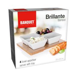 Banquet Miska sada 5díl.(4xmiska,1xtác) 20x20cm porcelán/bambus BRILLANTE