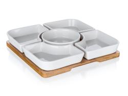 Banquet Miska sada 6díl.(5xmiska,1xtác) 24,5x24,5x4,5cm porcelán/bambus BRILLANTE
