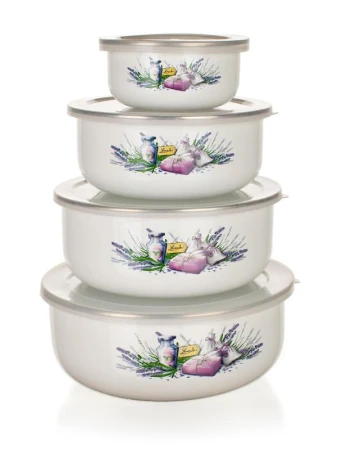 BANQUET Miska sada 8díl. (10,14,16,18cm + 4 víčka) smalt LAVENDER