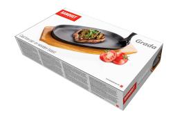 BANQUET Pánev 23x14cm GRADA litina + dřev.prkénko