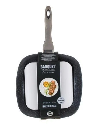BANQUET Panvica steaková 28x28x4,8cm/3mm nepriľnavý povrch METALLIC PLATINUM