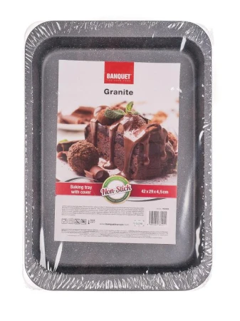 Banquet Plech na pečení 42x29x4,5cm GRANITE nepřiln.povrch + víko PH