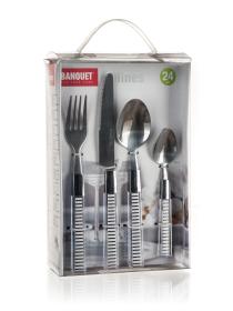 BANQUET Příbor LINES nerez, PH rukojeť sada 24díl.