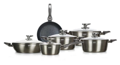 BANQUET Sada nádobí METALLIC PLATINUM 11díl. nepřiln. povrch BANQUET Sada nádobí METALLIC PLATINUM 11díl. nepřiln. povrch