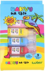 Barvy na sklo set 5x 22ml + černá kontura se šablonami