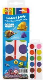 Barvy vodové set se štětcem Ocean World rybičky vodovky 12 barev Barvy vodové set se štětcem Ocean World rybičky vodovky 12 barev