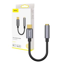 Baseus Audio adaptér L54 USB-C mini jack 3,5 mm - černo-šedý Baseus Audio adaptér L54 USB-C mini jack 3,5 mm - černo-šedý