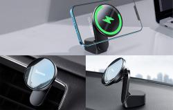 Baseus Big Energy držák do auta s bezdrátovou nabíječkou 15 W pro Iphone 12 / Iphone 13 (černý)