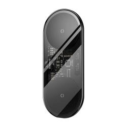Baseus Duální bezdrátová nabíječka Qi Digitální LED displej, 20 W