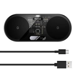 Baseus Duální bezdrátová nabíječka Qi Digitální LED displej, 20 W