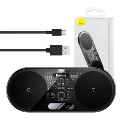 Baseus Duální bezdrátová nabíječka Qi Digitální LED displej, 20 W Baseus Duální bezdrátová nabíječka Qi Digitální LED displej, 20 W