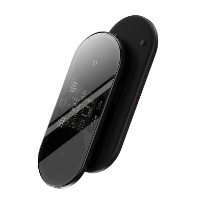 Baseus Duální bezdrátová nabíječka Qi Digitální LED displej, 20 W