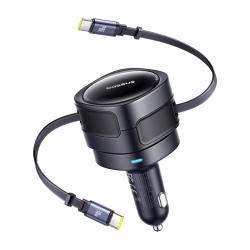 Baseus Enjoyment Max nabíječka do auta s kabely USB-C+USB-C 60W černá Baseus Enjoyment Max nabíječka do auta s kabely USB-C+USB-C 60W černá