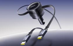 Baseus Enjoyment Max nabíjačka do auta s káblami USB-C+USB-C 60W čierna