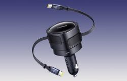Baseus Enjoyment Max nabíjačka do auta s káblami USB-C+USB-C 60W čierna