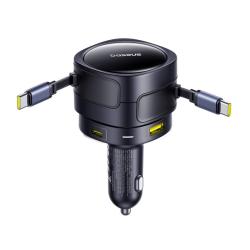 Baseus Enjoyment Max nabíječka do auta s kabely USB-C+USB-C a porty USB-A+USB-C 90W černá