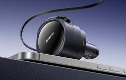 Baseus Enjoyment Max nabíječka do auta s USB-C+Lightning kabely a porty USB-A+USB-C 90W černá