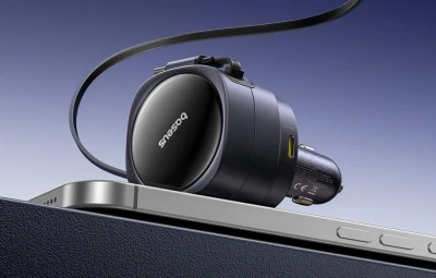 Baseus Enjoyment Max nabíječka do auta s USB-C+Lightning kabely a porty USB-A+USB-C 90W černá