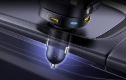 Baseus Enjoyment Max nabíječka do auta s USB-C+Lightning kabely a porty USB-A+USB-C 90W černá